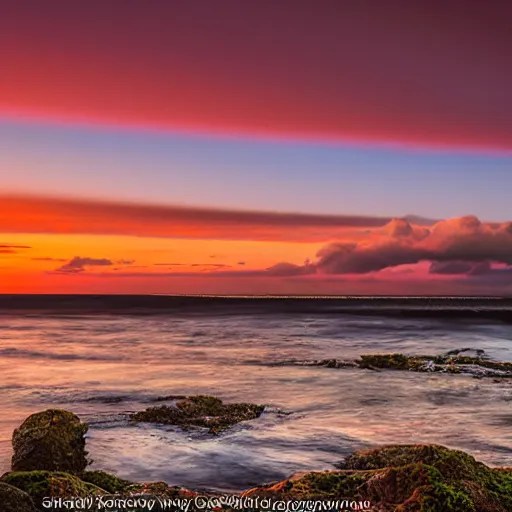 landscape photography, west coast sunset, looking Stable Diffusion