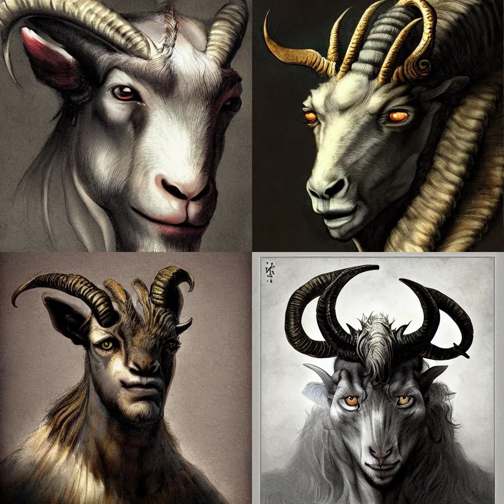 half man half goat chimera, digital painting by Stable Diffusion