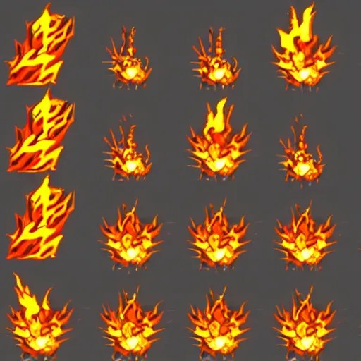 Sprite sheet animation of animating fire Stable Diffusion OpenArt