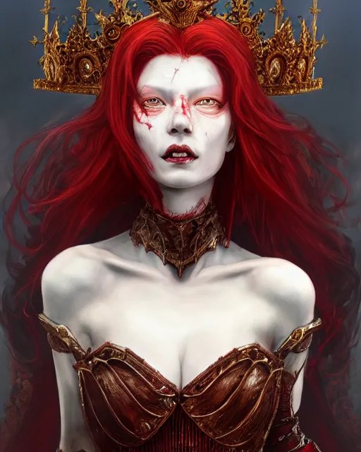 redhead queen in heavy red armor, inside an epic Stable Diffusion