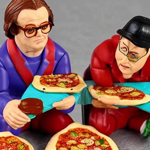 tim and eric action figures eating pizza Stable Diffusion OpenArt