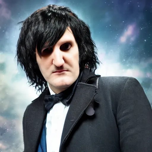 Doctor Who played by Noel Fielding, cinematic photo, Stable Diffusion