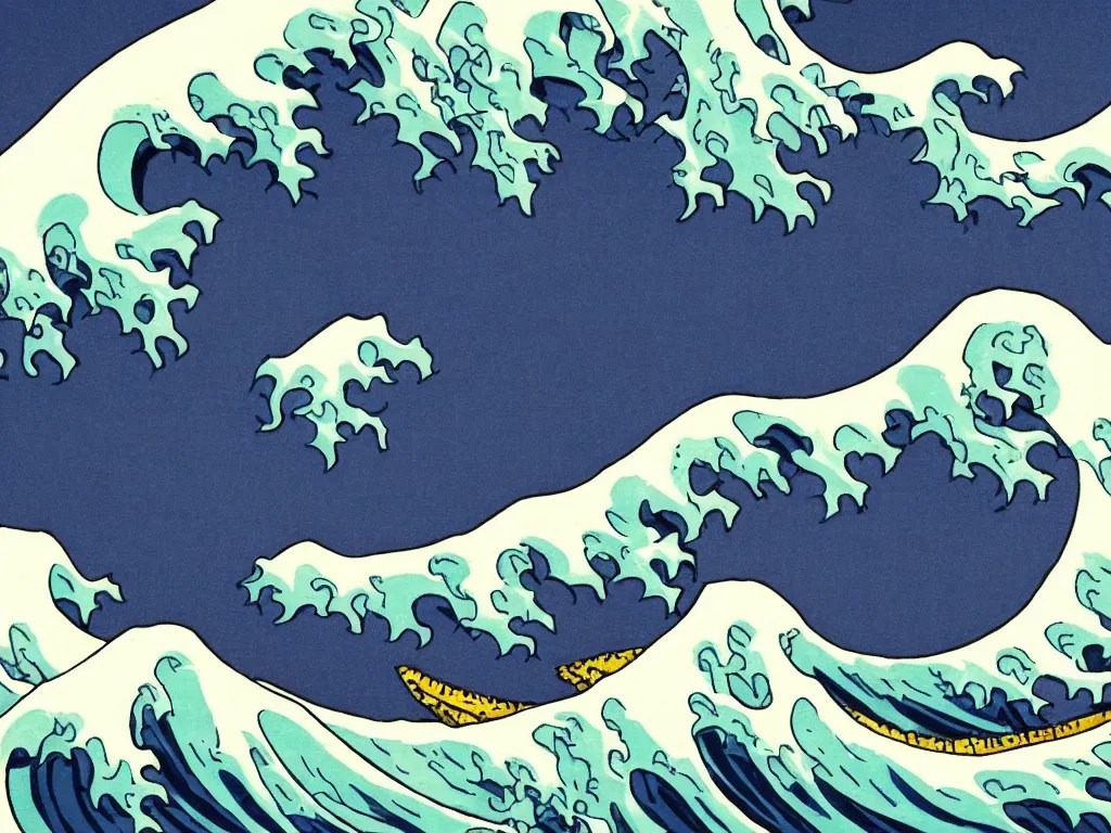 The Great Wave off Kanagawa, art by bob ross, 4k Stable Diffusion