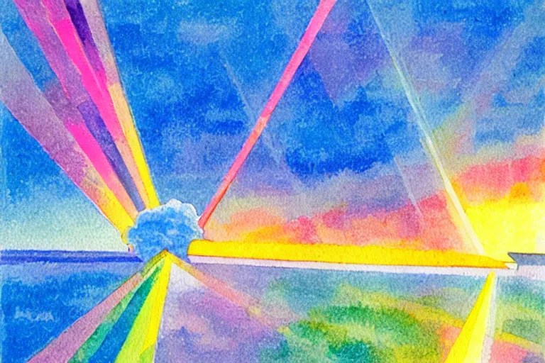 a stunning wpa style painting of a prism in the sky Stable Diffusion