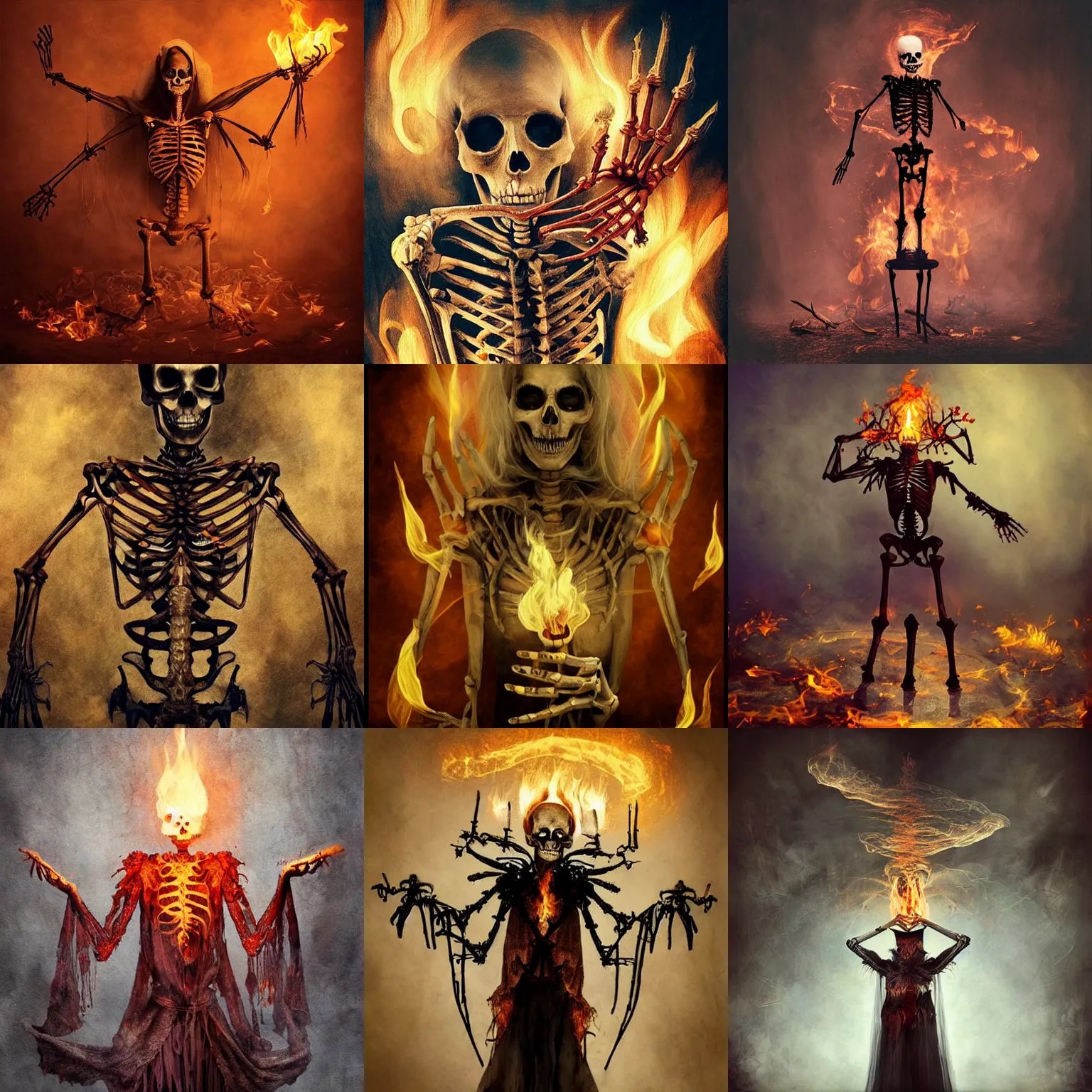 a beautiful artwork of a fire skeleton warlock Stable Diffusion OpenArt