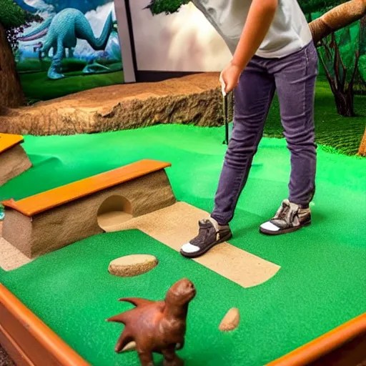 a dinosaur museum mini golf game Stable Diffusion OpenArt
