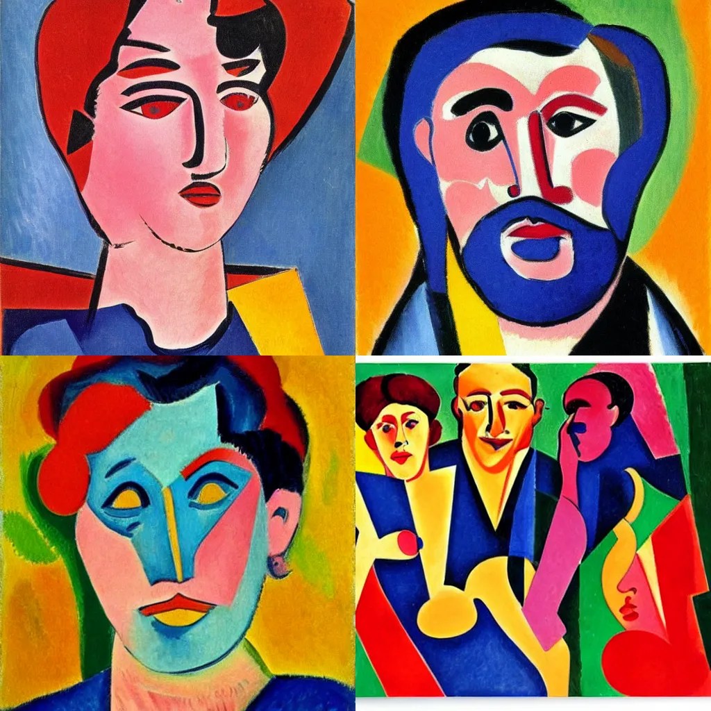 fauvism portrait by Matisse, cubism Stable Diffusion
