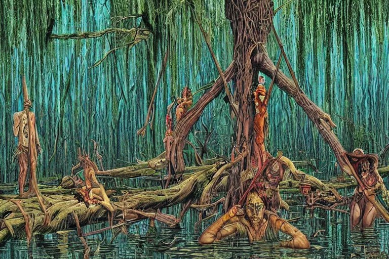 scene from louisiana swamps, secret voodoo cult, Stable Diffusion OpenArt