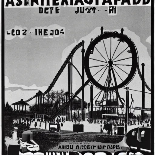poster of the amusement park called asbestos land Stable Diffusion