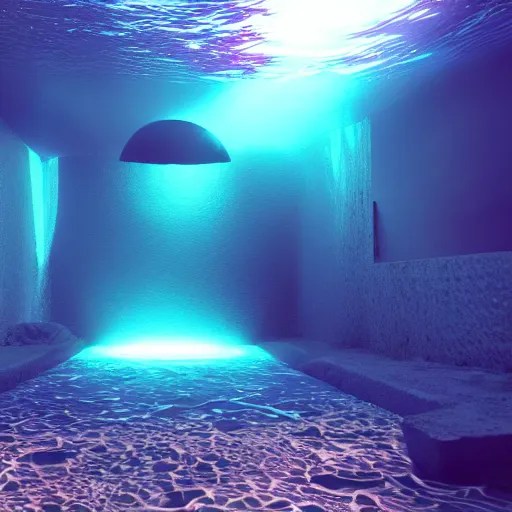 3d render underwater with brilliant lights. Caustics. Stable