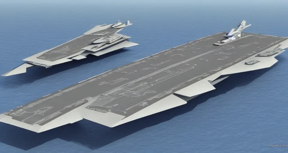 an elaborate scifi stealth aircraft carrier design, Stable Diffusion