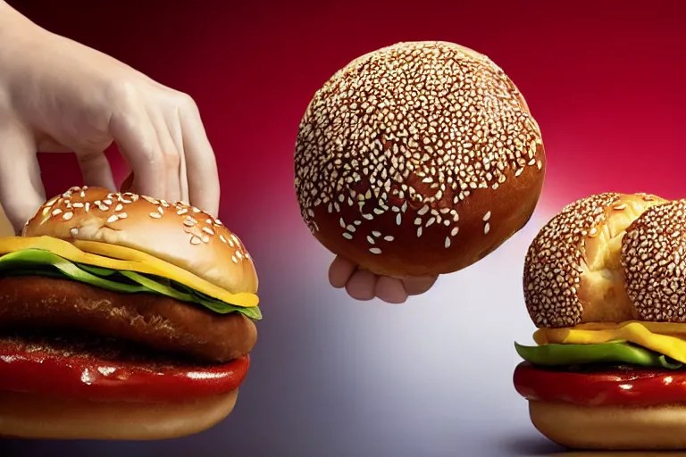 mcdonalds human between two sesame seed buns, Stable Diffusion OpenArt