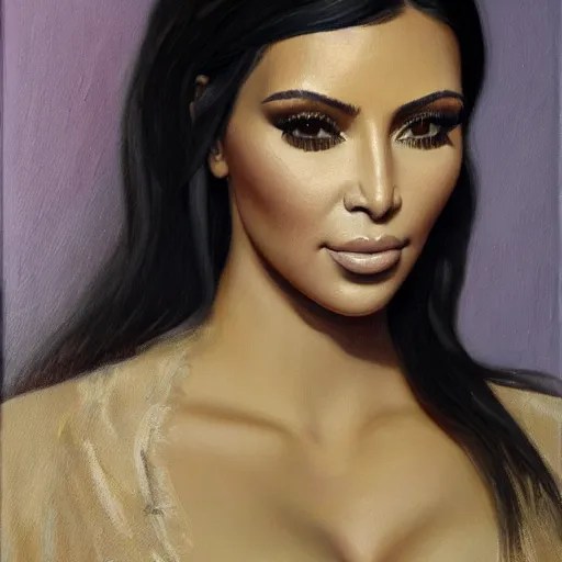 a beautiful painting of kim kardashian west painted by Stable