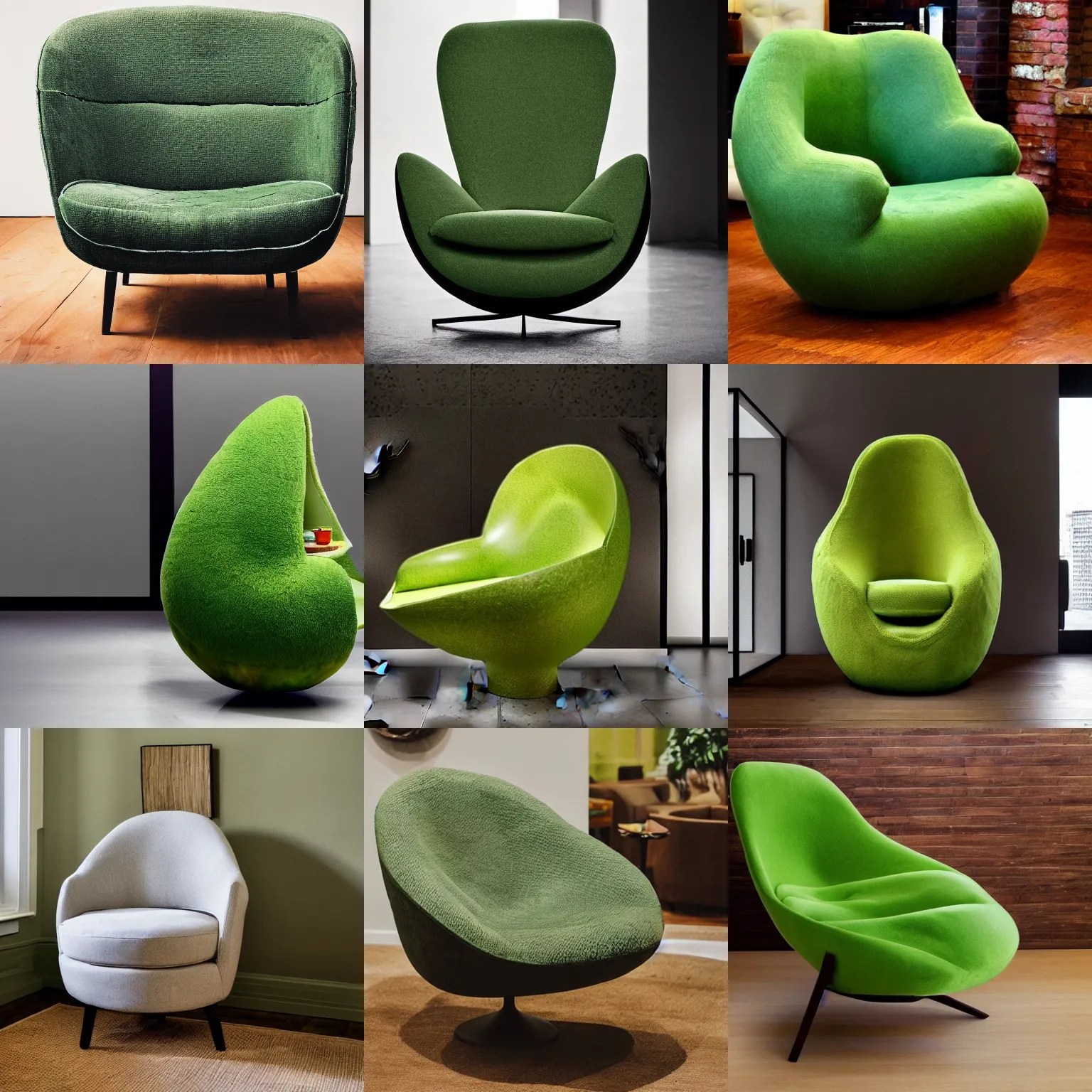 an armchair in the shape of an avocado, dramatic Stable Diffusion