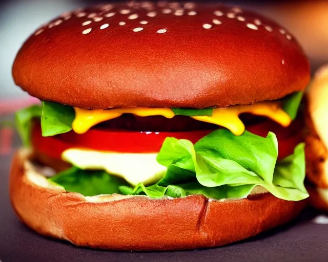 juicy burger from a fast food restaurant, depth of Stable Diffusion