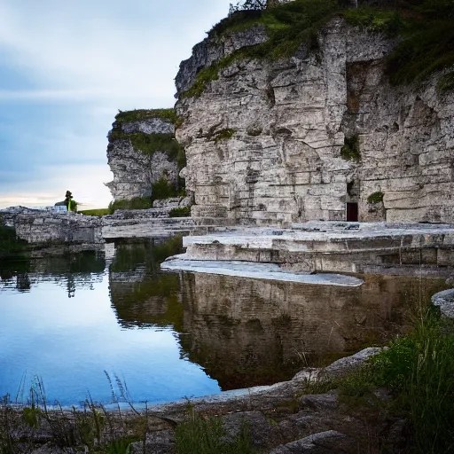 an old limestone quarry converted to a swimming area, Stable
