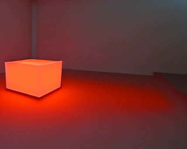 a neon orange glow underneath a dark grey glass opaque Stable