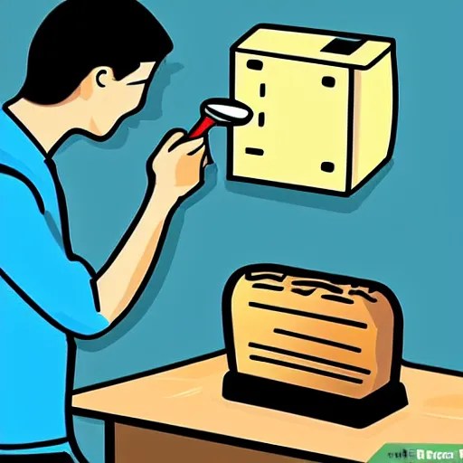 a wikihow illustration of a man putting a fork in a Stable Diffusion
