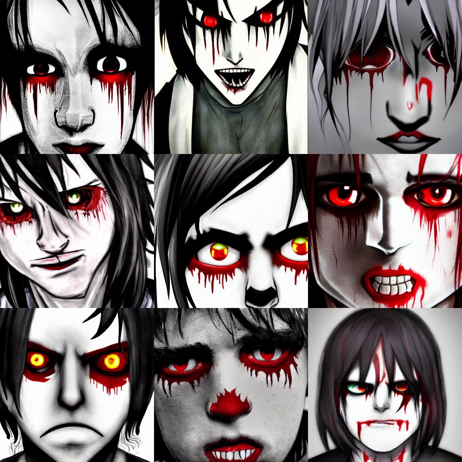 Jeff the Killer'seyesare glowingred, high detail Stable Diffusion OpenArt