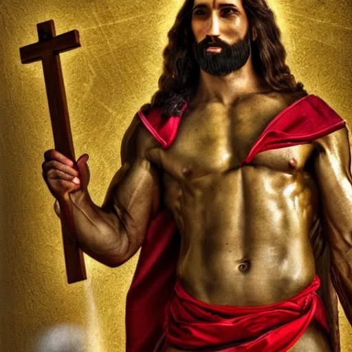 bodybuilder jesus christ carrying the cross, high Stable Diffusion