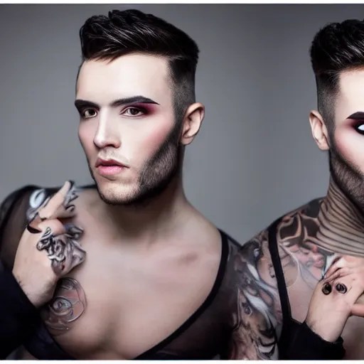 beautiful gay man with stunning makeup, professional Stable Diffusion