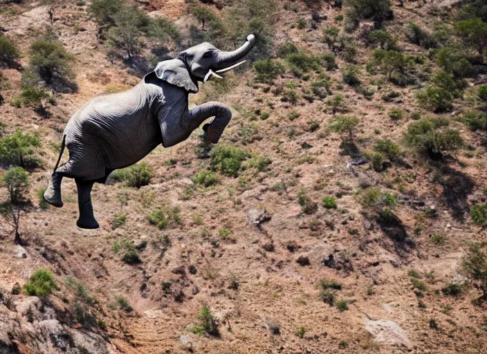 dslr photo still of an elephant leaping off a mountain Stable Diffusion OpenArt