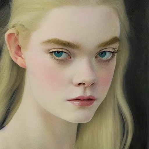 a professional painting of Elle Fanning, clothed in Stable Diffusion