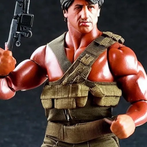 12 inch full body lifelike action figure of Stallone Stable Diffusion