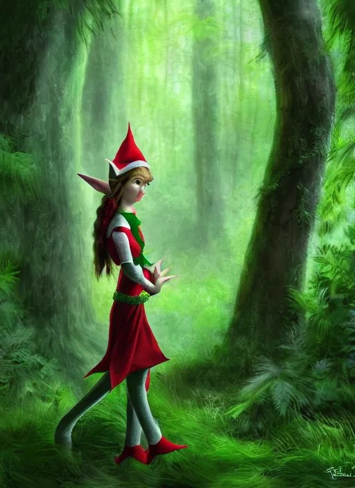 elf in lush forest, high detail, 4 k, concept art, Stable Diffusion