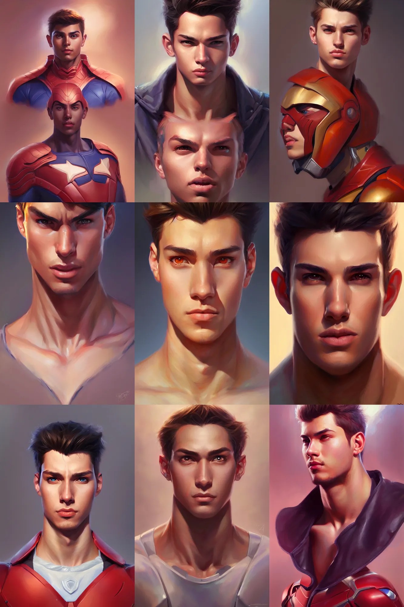 a portrait of a new young male hero by artgerm and adi Stable