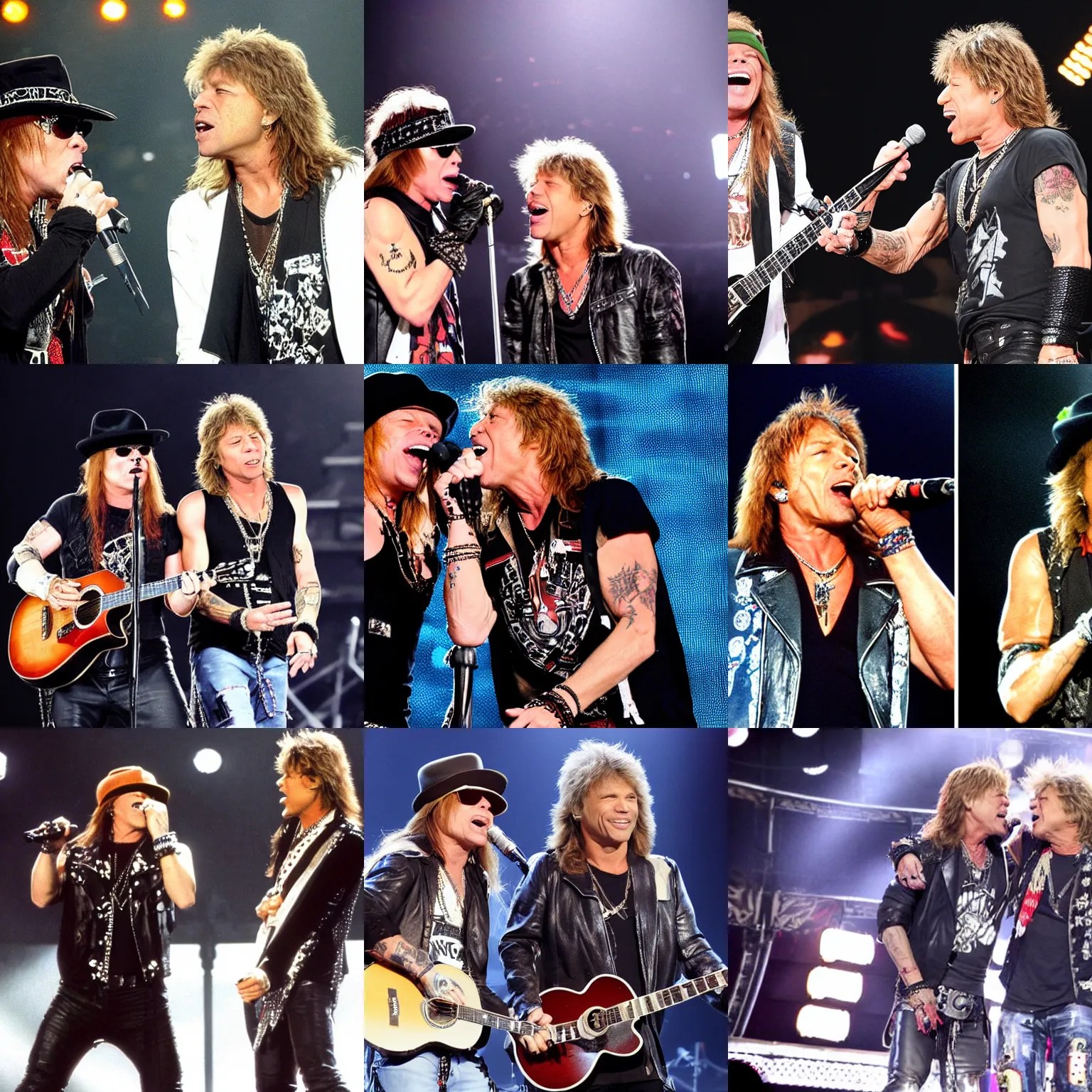 axl rose and bon jovi singing a love duet Stable Diffusion OpenArt