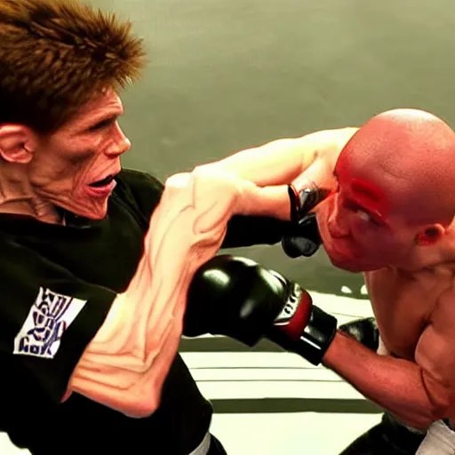 willem dafoe versus jerma 9 8 5 fighting in a mixed Stable Diffusion