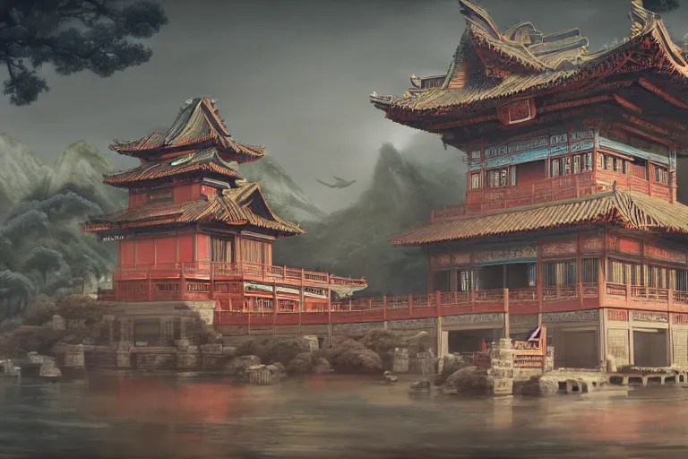 qing dynasty china, fancy asian architecture, Stable Diffusion OpenArt