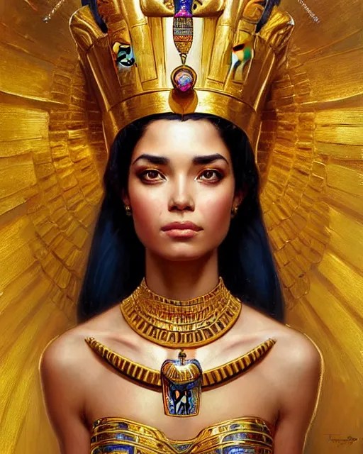 portrait of a beautiful egyptian queen with golden Stable Diffusion