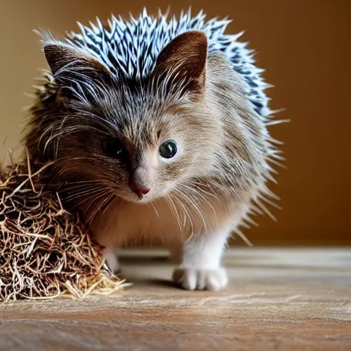 a cat and a hedgehog as one animal. Stable Diffusion