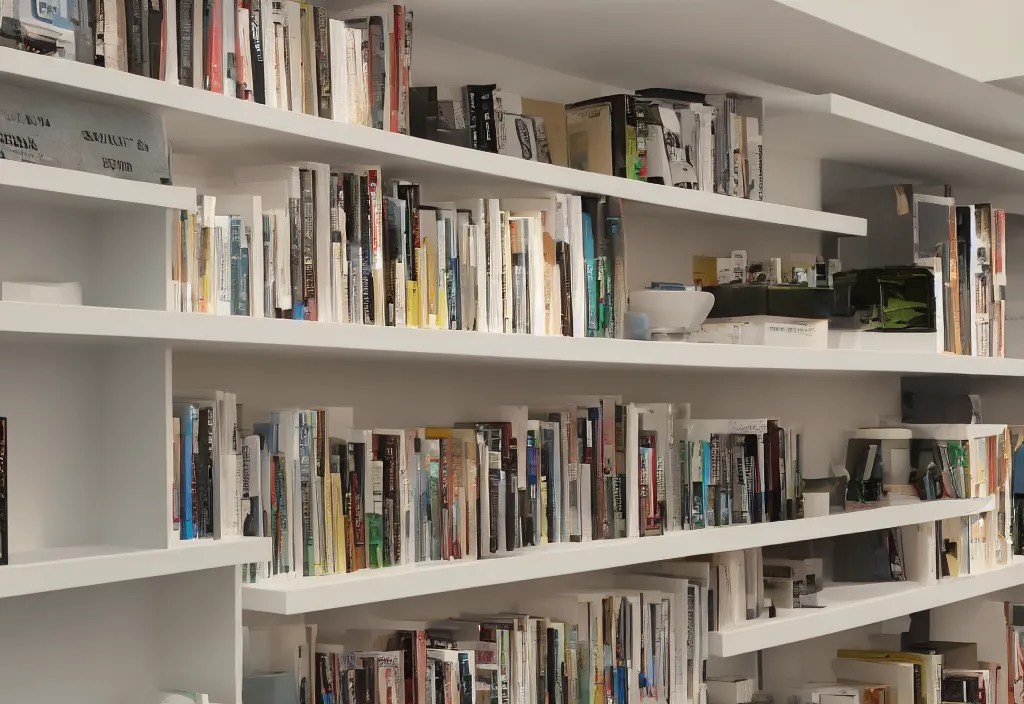 led strip lighting on shelving, up close, homes and Stable Diffusion