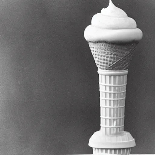 grotesque levitating ice cream cone made of pure Stable Diffusion