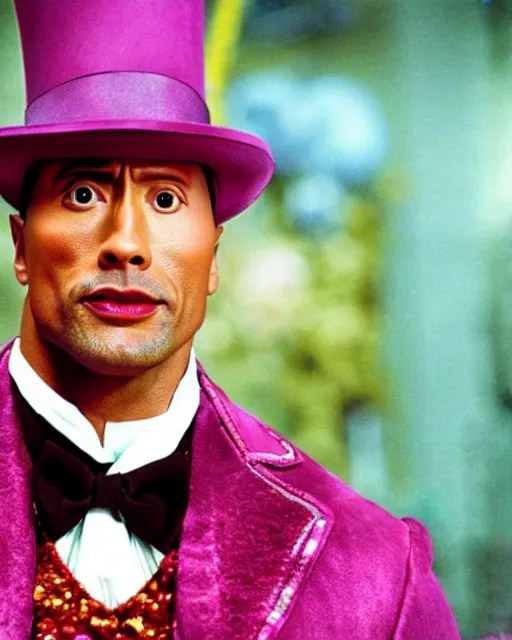 Film still closeup shot of Dwayne Johnson as Willy Stable Diffusion