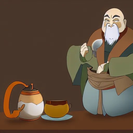 Uncle iroh drinking tea with master oogway, digital Stable Diffusion