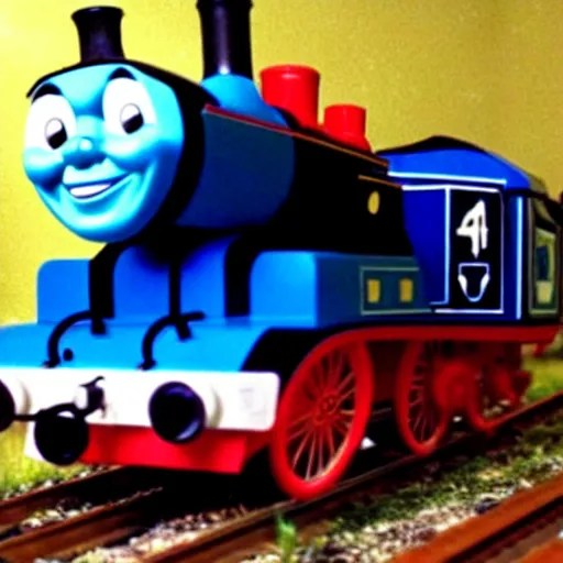 evil thomas the tank engine with mechanical spider legs | Stable Diffusion