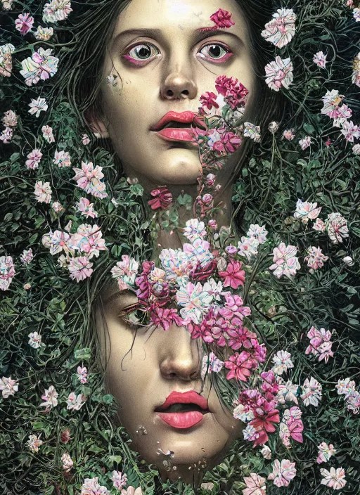 goddess of the flowers, painting by Dan Hillier, Stable Diffusion