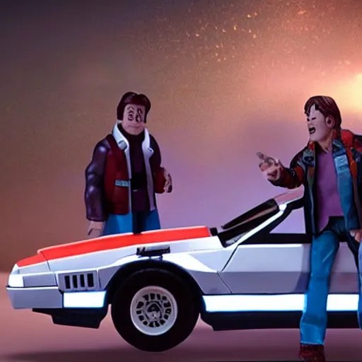 Doc and Marty McFly standing in front of their Stable Diffusion OpenArt