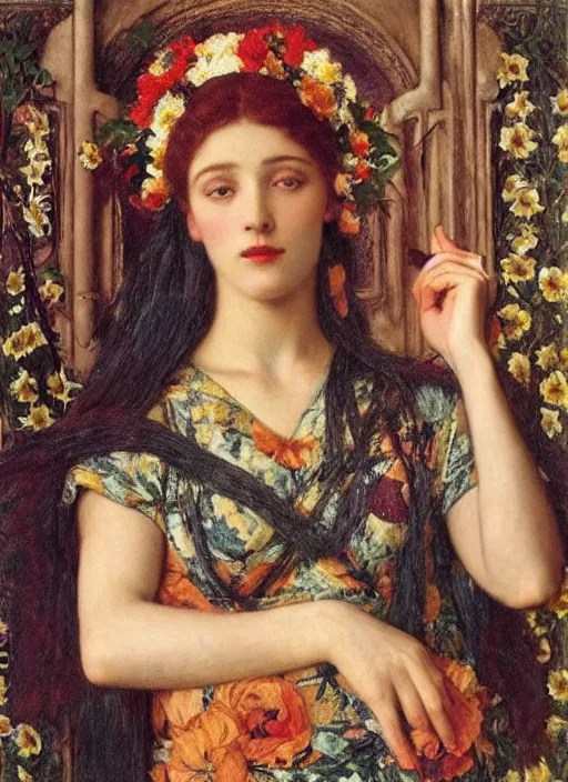 masterpiece Queen of flowers by John Collier, John Stable Diffusion