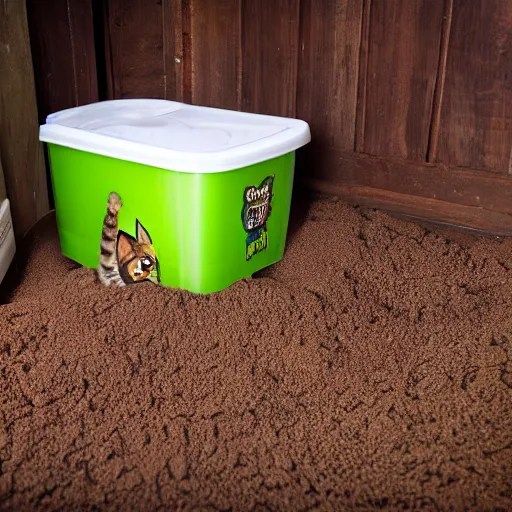 shrek poops in a cat litter box Stable Diffusion