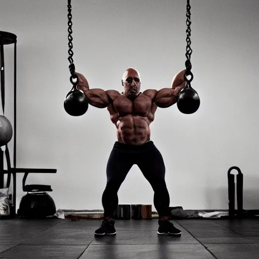 photo of Joe Rogan lifting kettlebells, dslr, Stable Diffusion