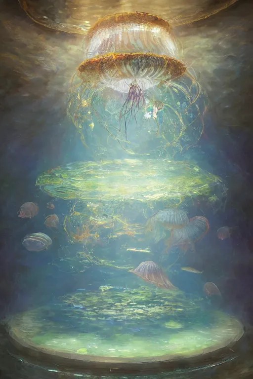 a beautiful painting of a cylindrical moon jellyfish Stable Diffusion