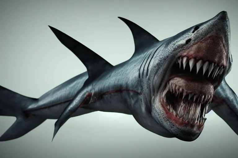 half human half shark made of muscles and flesh, very Stable Diffusion