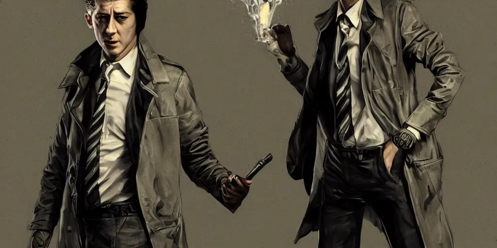 alex turner as john constantine, character sheet, Stable Diffusion