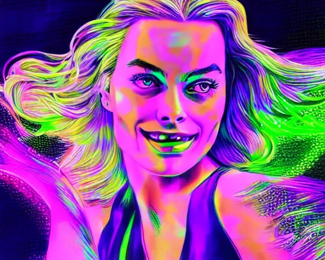 led neon art of margot robbie, hyper detailed, award Stable Diffusion