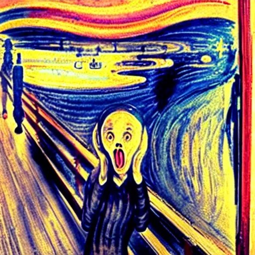 anime girl in the scream painting by edvard munch Stable Diffusion